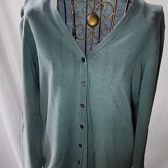 Silk/Cashmere Blue/Gray Cardigan Sweater Mother of Pearl - Picture 1 of 8